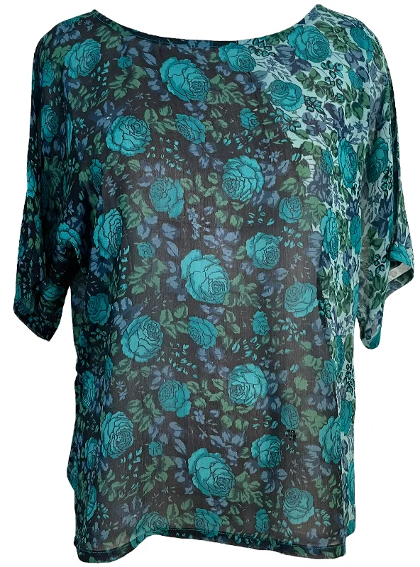 PRG6264 Sheer Avatar Pure Silk Side Slit Top Modern Women's 