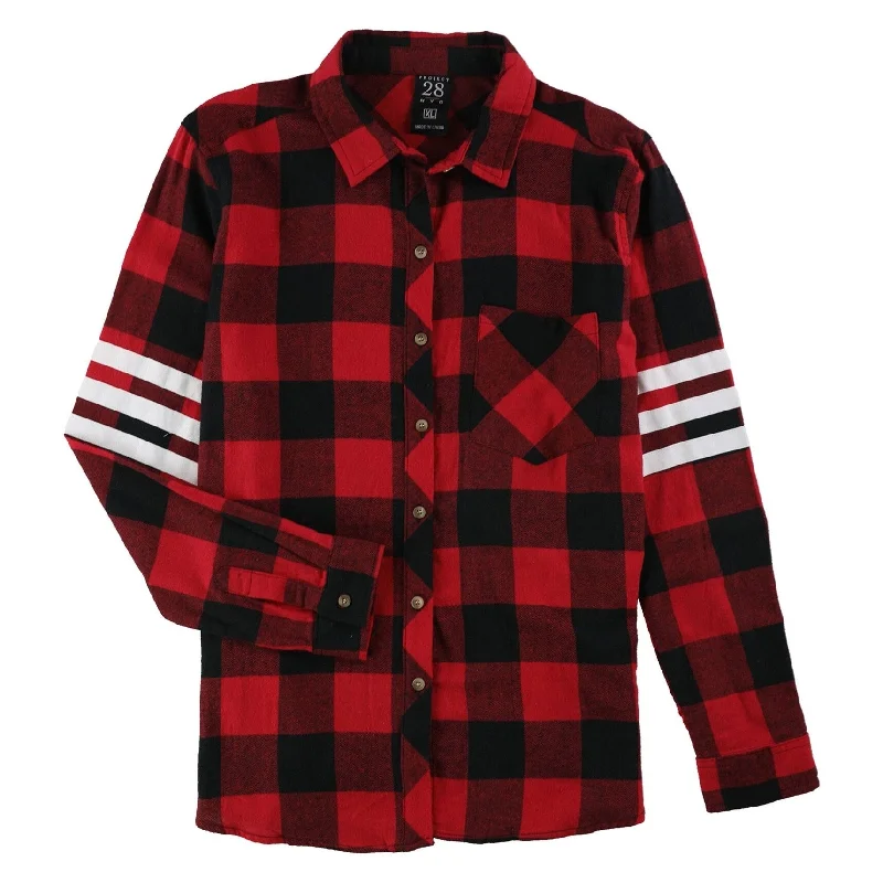 Project 28 Womens 3 Stripe Varsity Plaid Button Up Shirt Refined Women's Hand - crafted Project 28 Womens 3 Stripe Varsity Plaid Button Up Shirt Refined Women's Hand - crafted