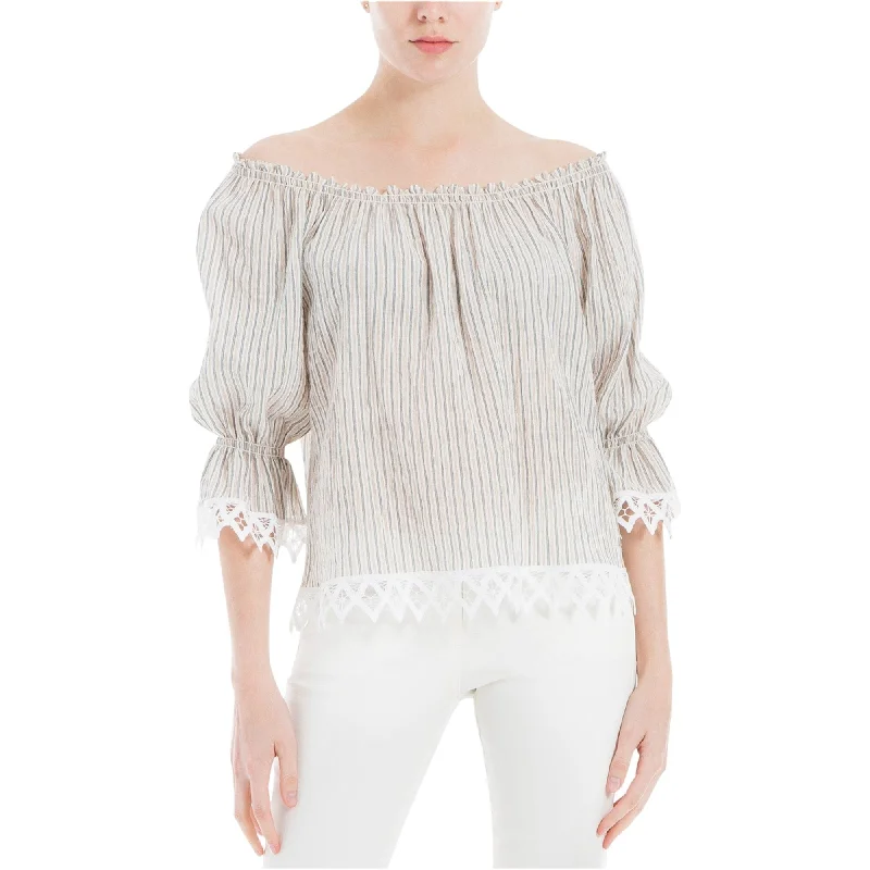 Max Studio London Womens Striped Peasant Blouse, Beige, X-Small Youthful Women's Anime - inspired