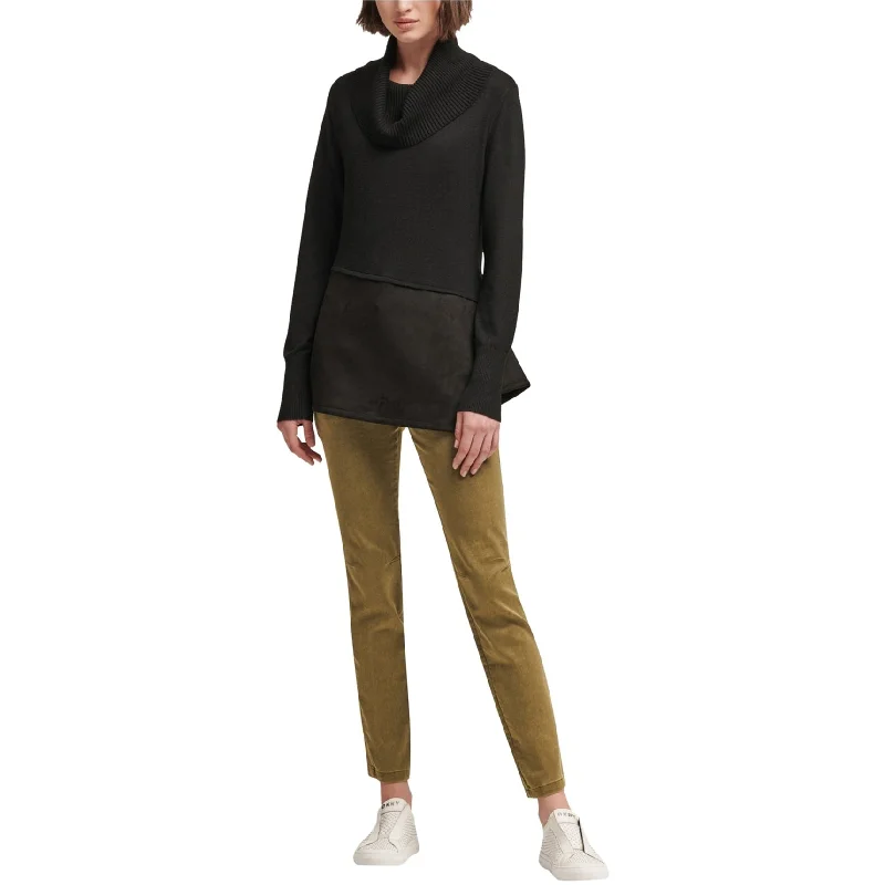 DKNY Womens Multimedia Pullover Sweater, Black, X-Large Edgy Women's Punk