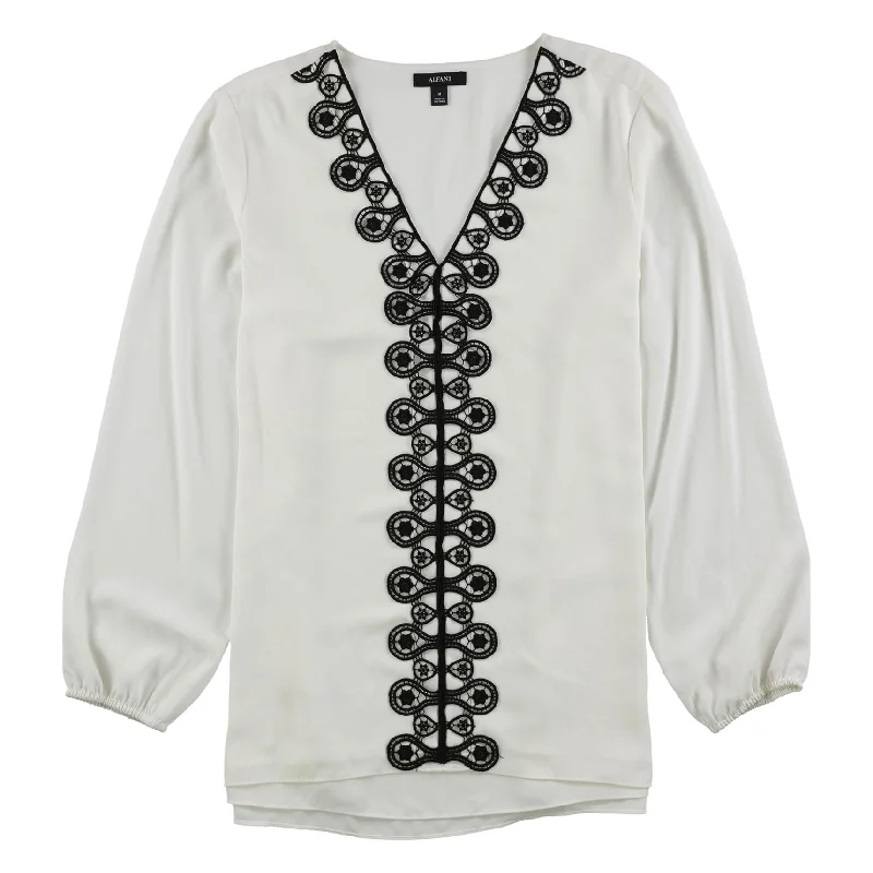 Alfani Womens Lace-Trim Tunic Blouse Contemporary 