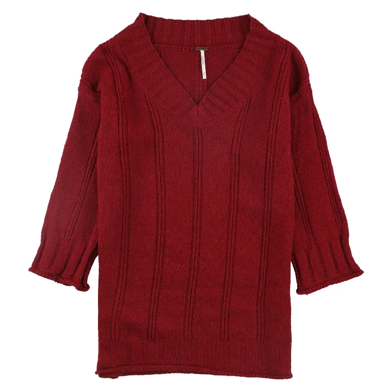Free People Womens Solid Pullover Sweater, Red, X-Small Refined Women's Velvet