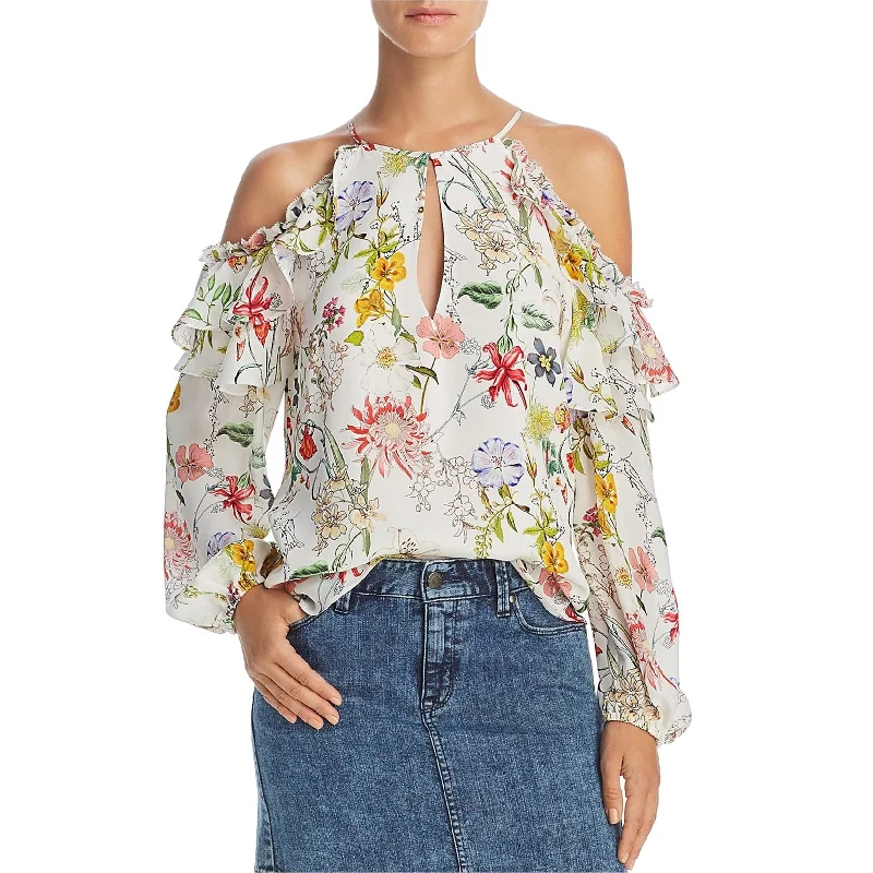 Parker Womens Abby Floral Cold Shoulder Blouse, Multicoloured, X-Small Sharp Women's Italian