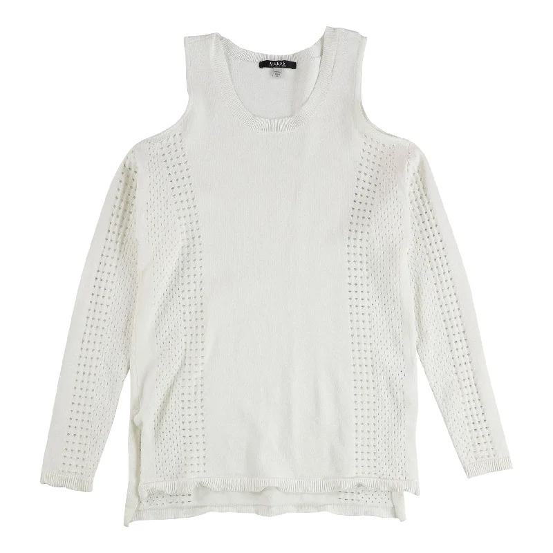 GUESS Womens Cold Shoulder Pullover Sweater, White, Small Hip Women's Urban