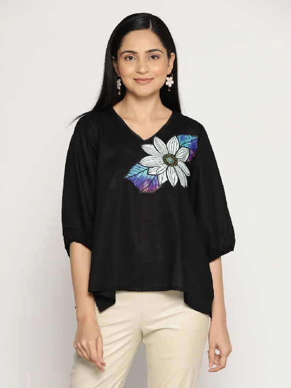 Black Rayon Top - BlossomChic purpose