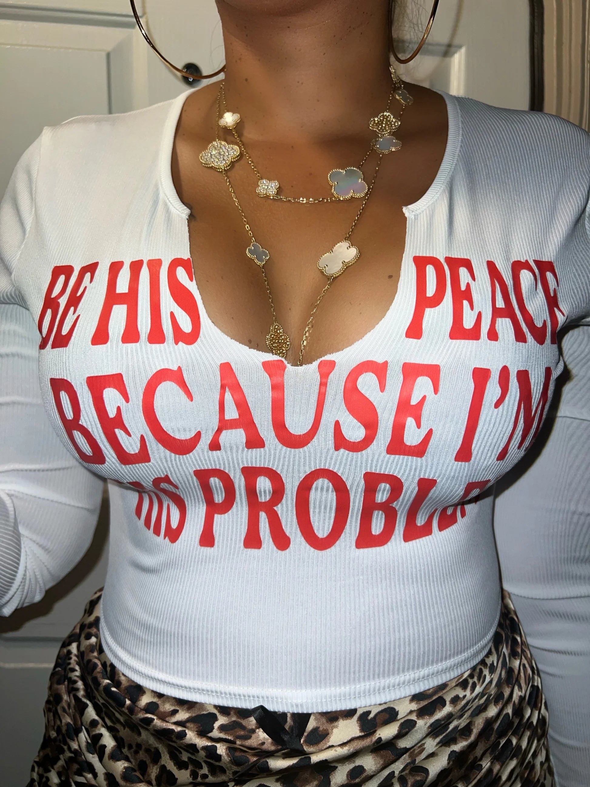 His Peace White Long Sleeve Ribbed Crop Top Practical Women's Quick - dry