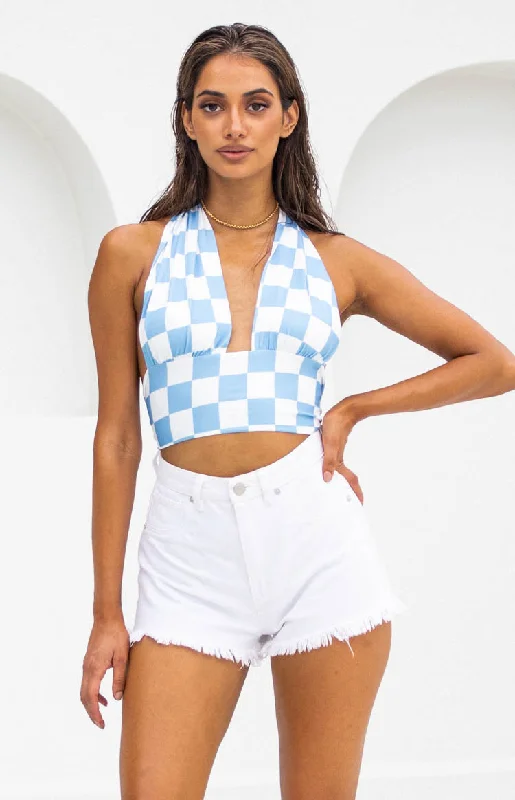 Hypnotize Crop Top Blue Youthful Women's Anime - inspired