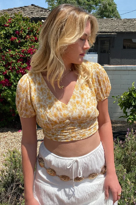 Floral Puff Sleeve Wrap Top Contemporary 