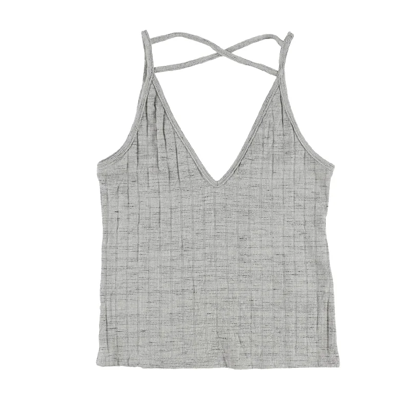 Project Social T Womens Criss Cross Tank Top, Grey, X-Small British Gentlewoman Style