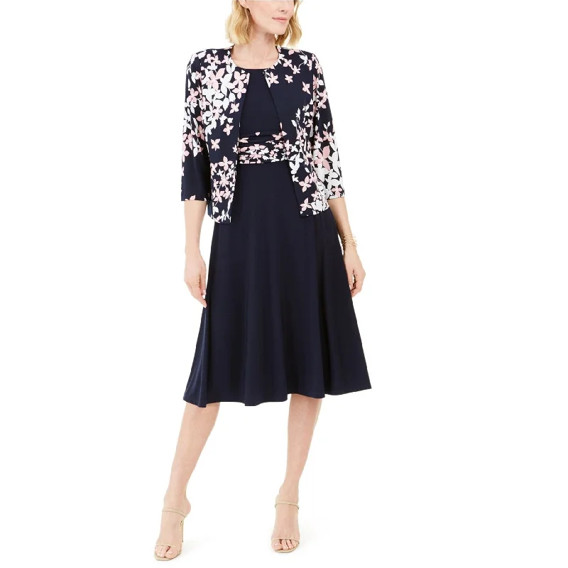Jessica Howard Womens Floral Cardigan Sweater, Blue, 6 Relaxed Women's 