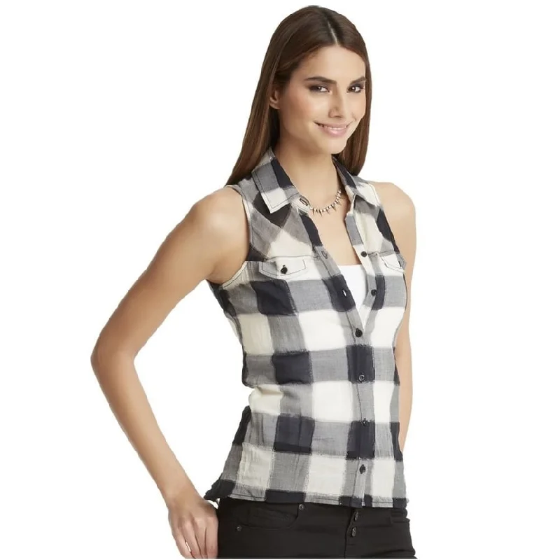 Aeropostale Womens Spencer Checked Button Up Shirt, Black, X-Small Earthy Women's Hemp - based