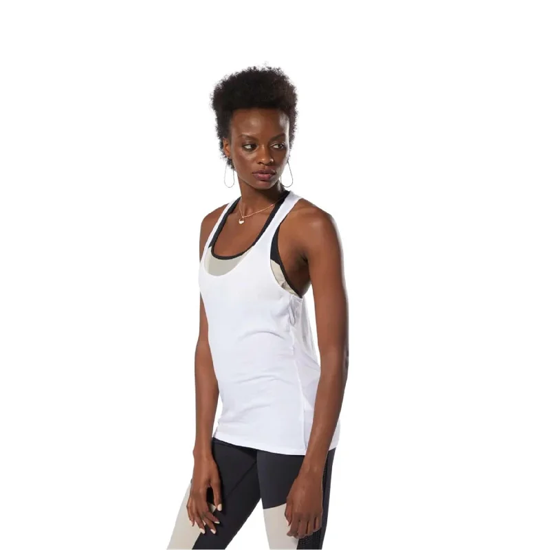 Reebok Womens Solid Racerback Tank Top, White, Small Business