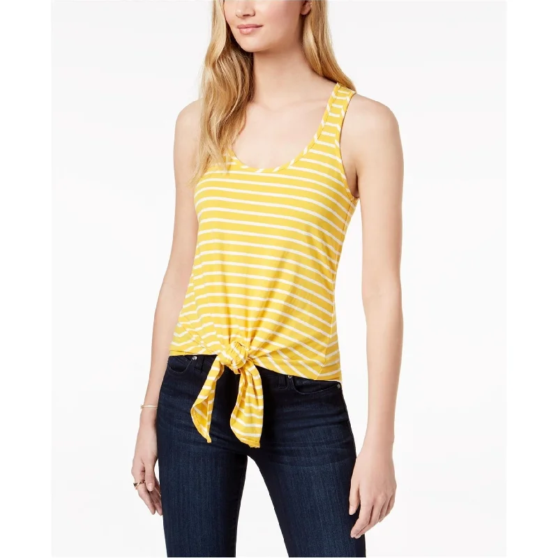 maison Jules Womens Striped Tie-Front Tank Top, Yellow, X-Large garde