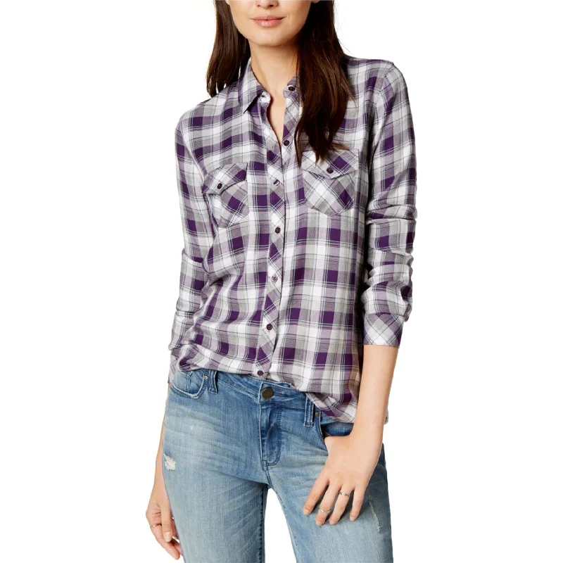 Maison Jules Womens Plaid Button Up Shirt Artistic Women's Avant - 