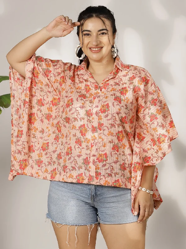 PeachFloral Cotton Kaftan Top Refined Women's Velvet