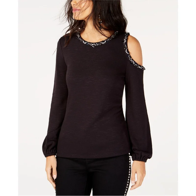 I-N-C Womens Embellished One Shoulder Blouse, Black, Small Modern Women's Tech