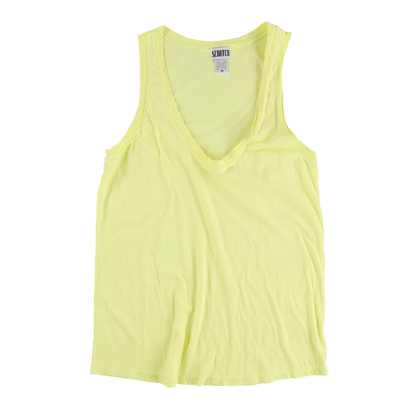 Scratch Womens Solid Tank Top, Yellow, Medium Sophisticated Women's 