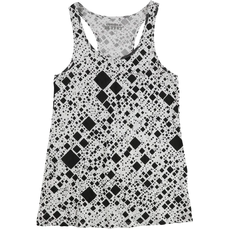 Gorilla Buffet Womens Square Pattern Racerback Tank Top, White, Large Elegant Women's Formal 