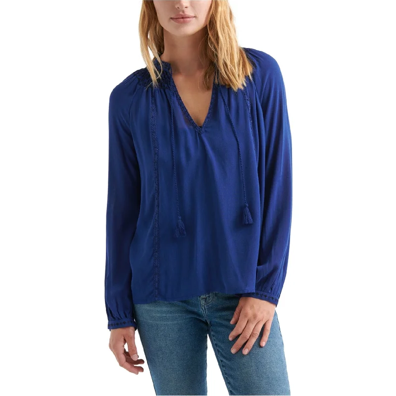 Lucky Brand Womens Embroidered Peasant Blouse Laid - back Women's Vibe