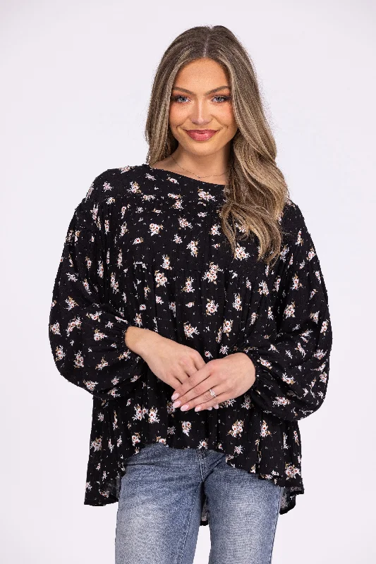 Party Festival Women's Swiss Dot Floral Long Sleeve Top Earthy Women's 