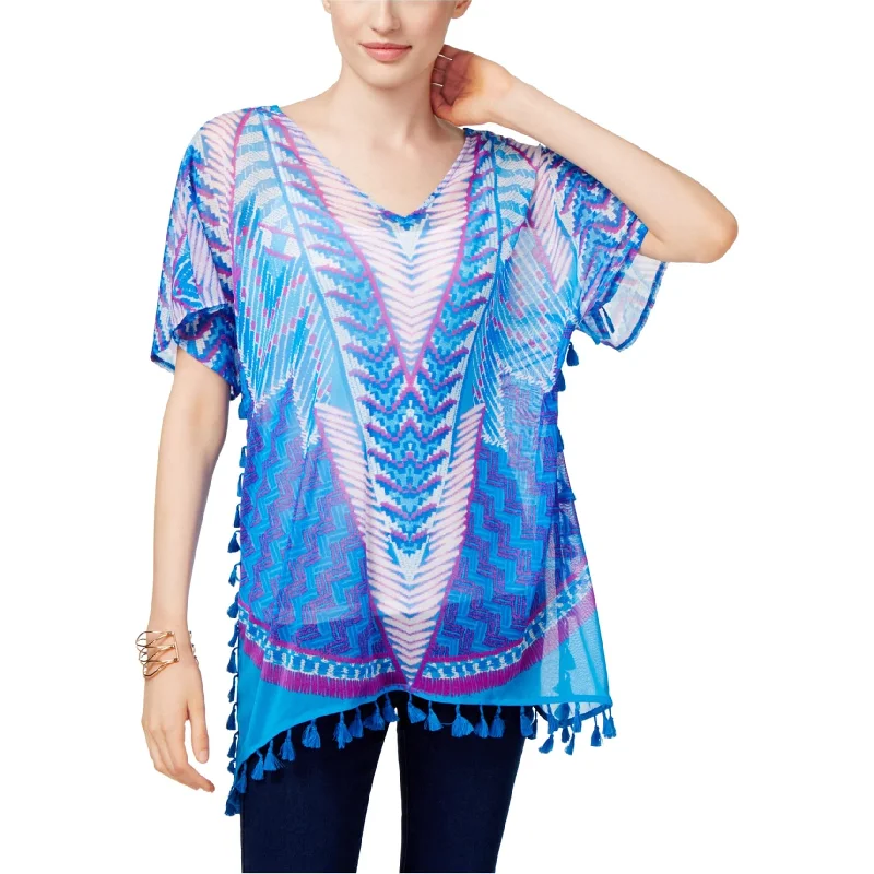 I-N-C Womens Tassel Trim Tunic Blouse Street