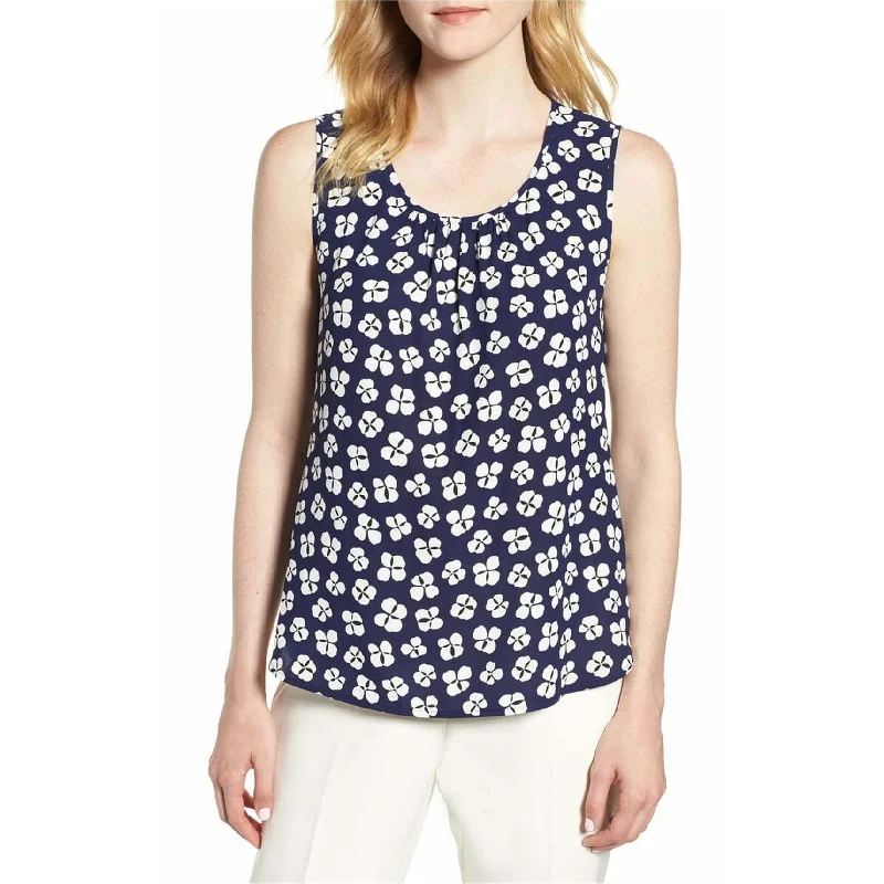 Anne Klein Womens Shirred Neck Tank Top, Blue, Small Refined Women's Velvet