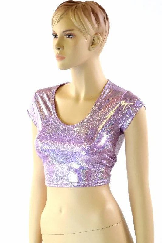 Lilac Cap Sleeve Crop Polished Women's Silk