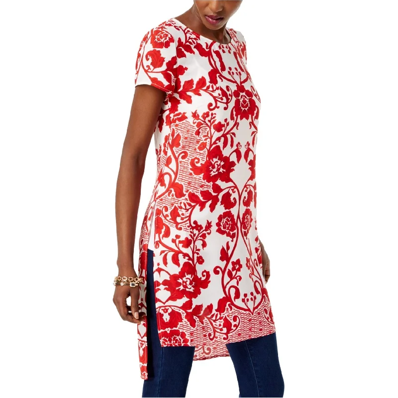 I-N-C Womens Printed Tunic Blouse, Red, Medium Refined Women's Hand - crafted