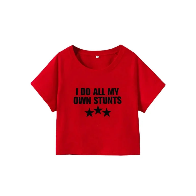 Stunts Red Crop Top Hip Women's Retro