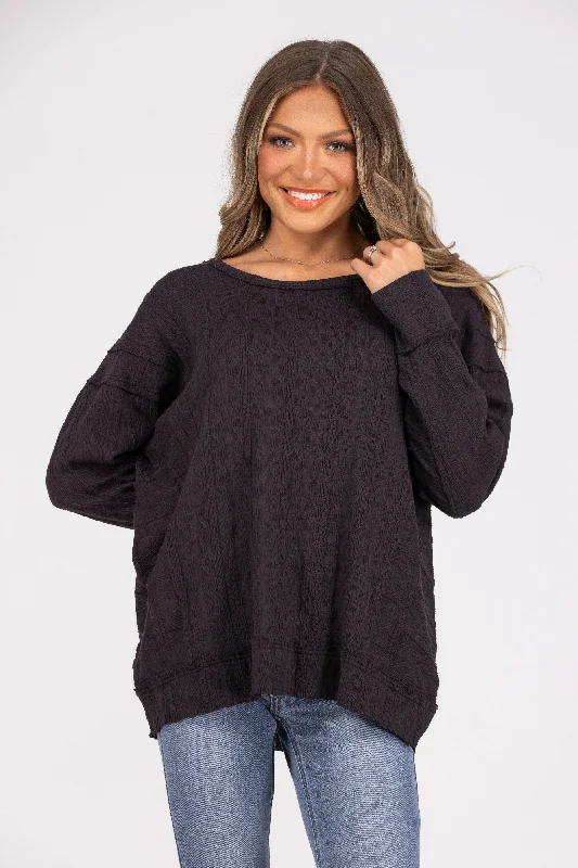 Seeing The Stars Women's Textured Long Sleeve Top Traditional Women's 