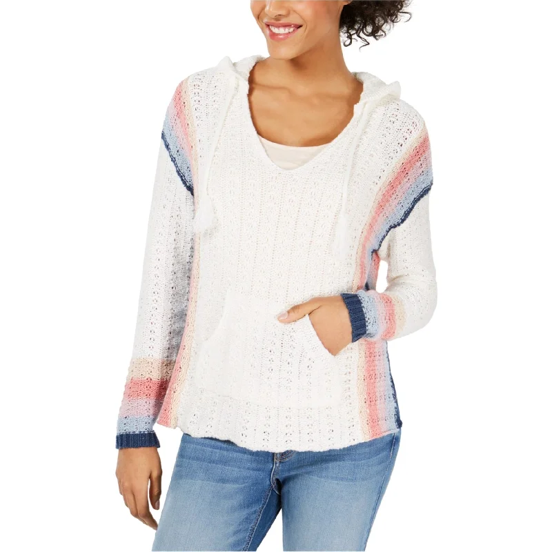 American Rag Womens Baja Stripe Hooded Sweater, White, Large Youthful Women's Anime - inspired
