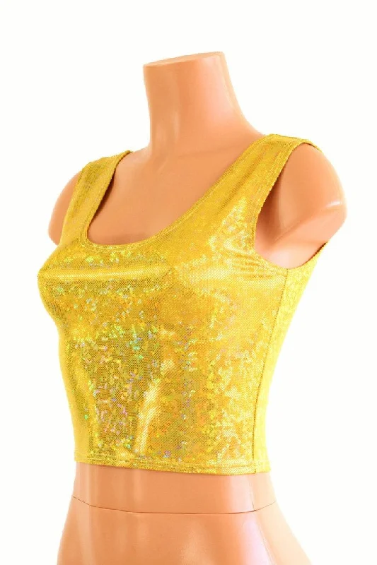 Gold Kaleidoscope Crop Tank Minimalist Women's Casual