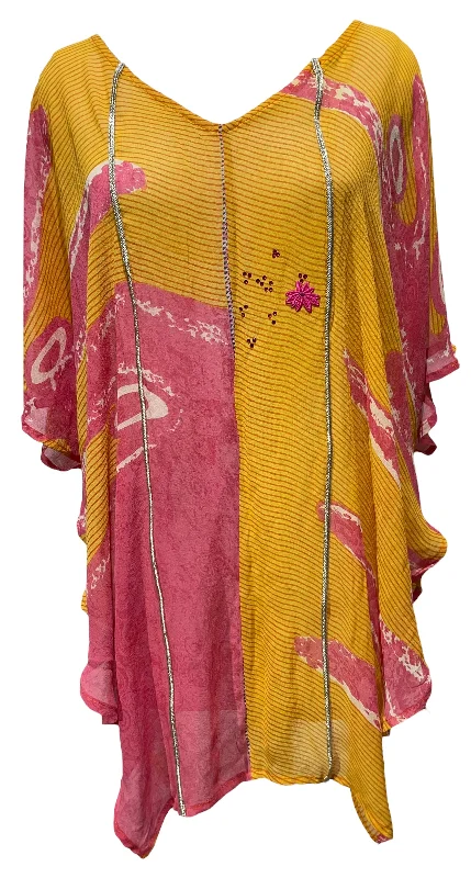 PRG5184 Sheer Avatar Pure Silk Waterfall Top Traditional Women's 