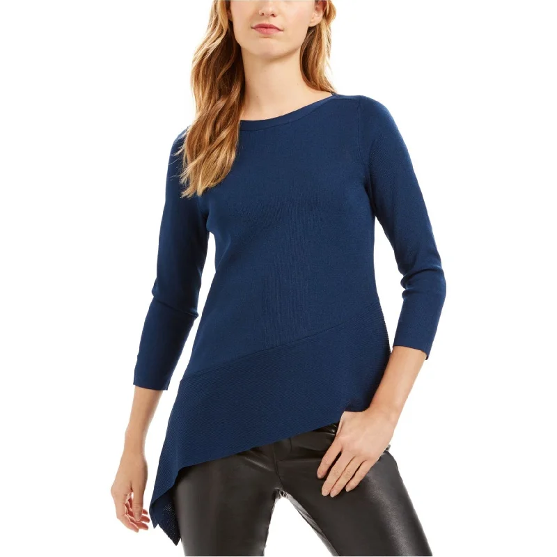 Anne Klein Womens Asymmetrical Hem Pullover Sweater, Black, Large Cool Women's Skate