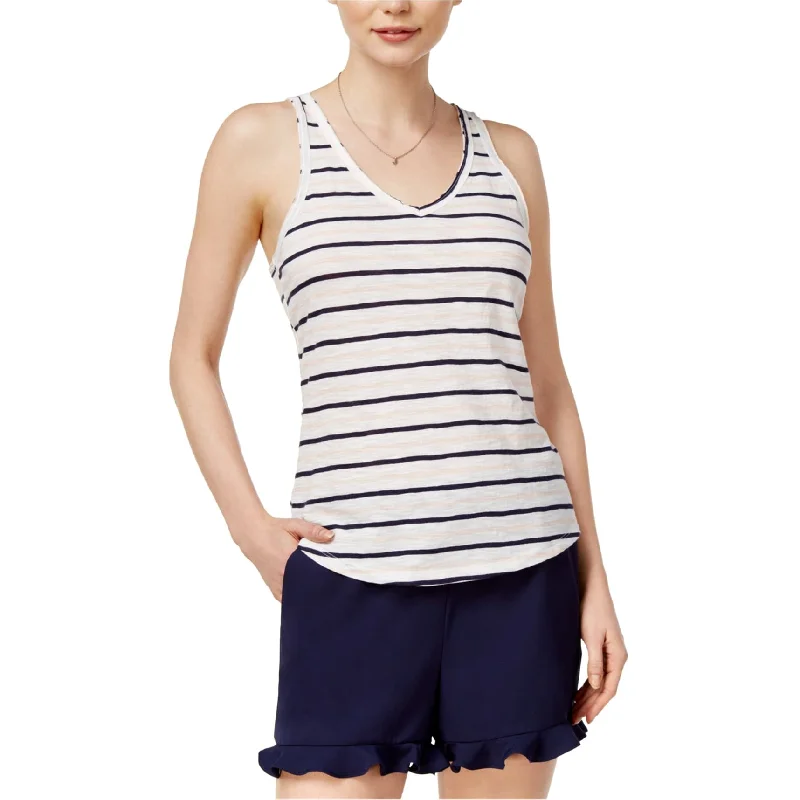 maison Jules Womens Striped Tank Top, Off-White, X-Large Refined Women's 