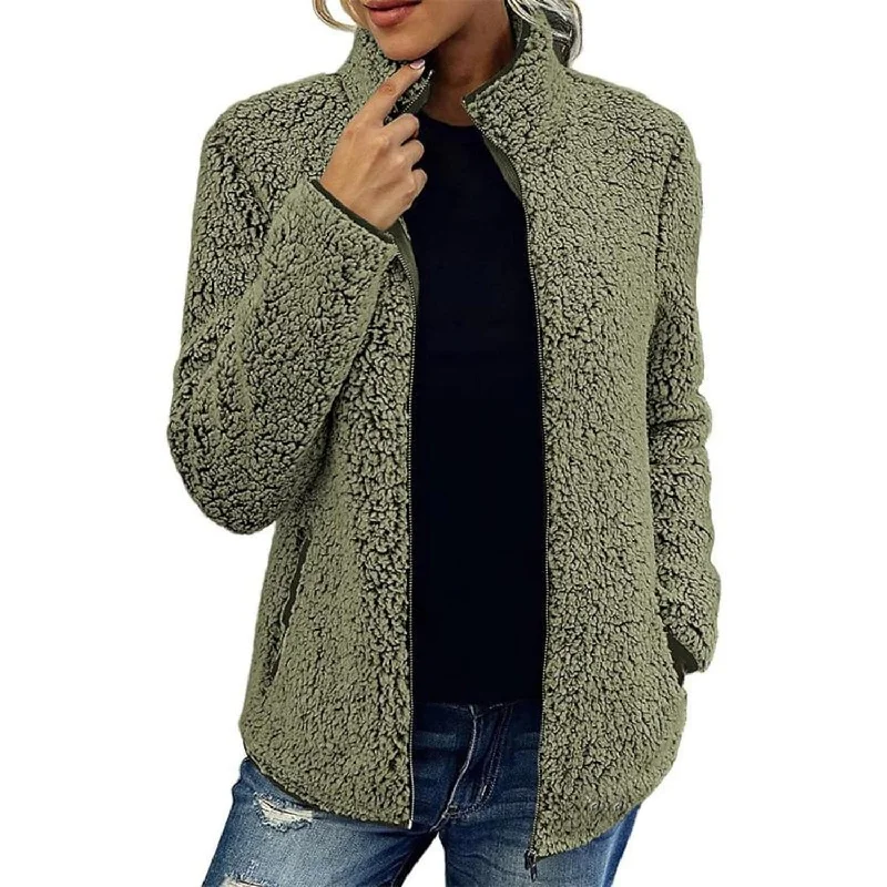 Women's Zip Up Jacket Long Sleeve Traditional Women's Wool