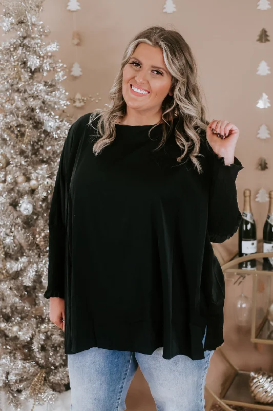 Simply Sweet Basic Top, Black Hip Women's Retro