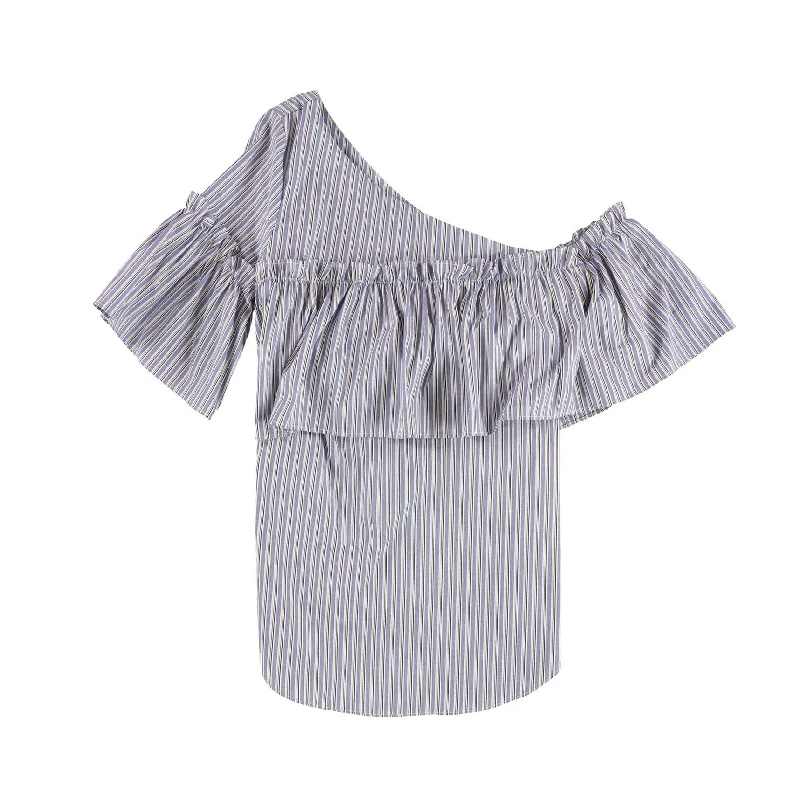 Bar Iii Womens Ruffled One Shoulder Blouse Relaxed Women's Beachy