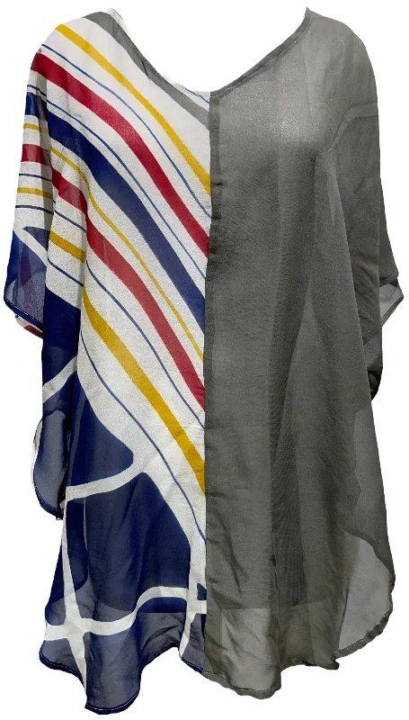PRG2398 Field Sparrow Sheer Avatar Pure Silk Waterfall Top Trendy Women's 
