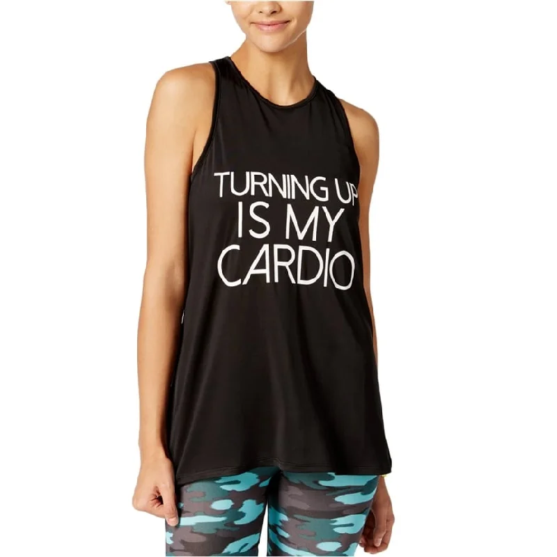 Material Girl Womens Turn Up Tank Top, Black, X-Large Compression