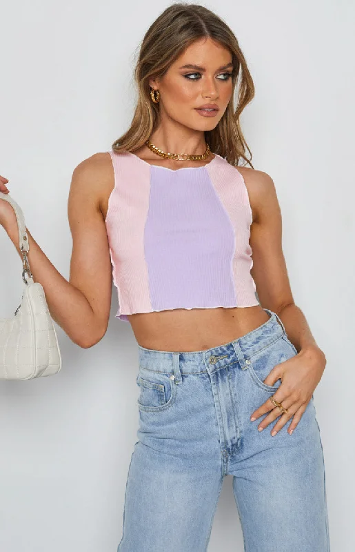 Rustic Two Toned Top Pink Sophisticated Women's 