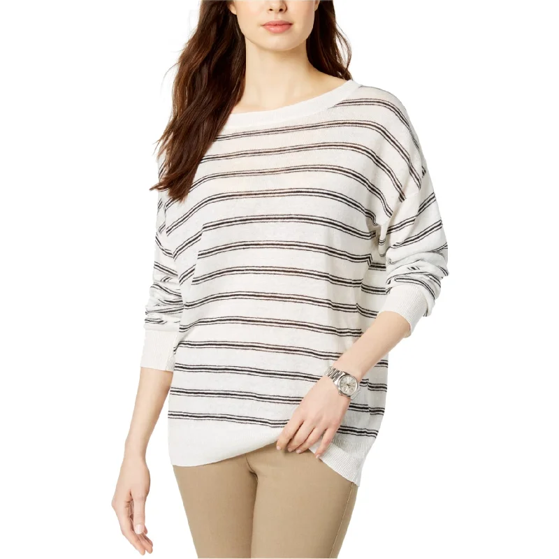 Lacoste Womens Striped Pullover Sweater, White, X-Small Youthful Women's Pop
