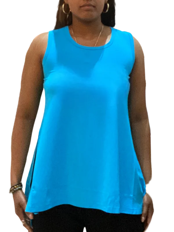 Turquoise Bamboo Long Slit Hi Lo Tank Top Cool Women's Skate