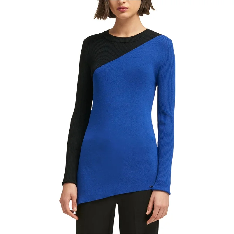 DKNY Womens Asymmetrical Pullover Sweater, Blue, X-Large Modern Women's 