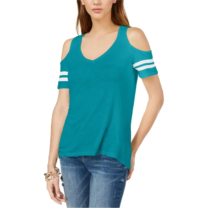 I-N-C Womens Varsity Cold Shoulder Blouse, Blue, Medium Street