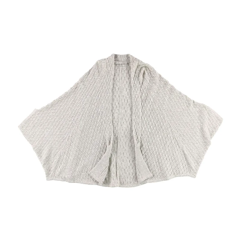 Trina Turk Womens Chunky Knit Cardigan Sweater, Grey, Large Athletic Women's 