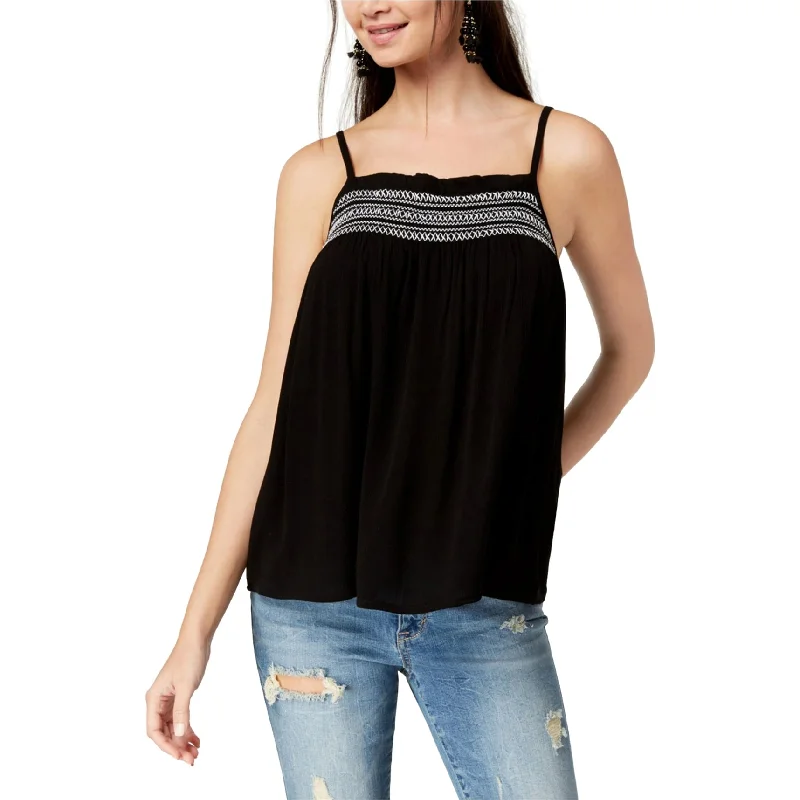 Ultra Flirt Womens Ikeddi Smocked Tank Top, Black, Medium Elegant Women's 