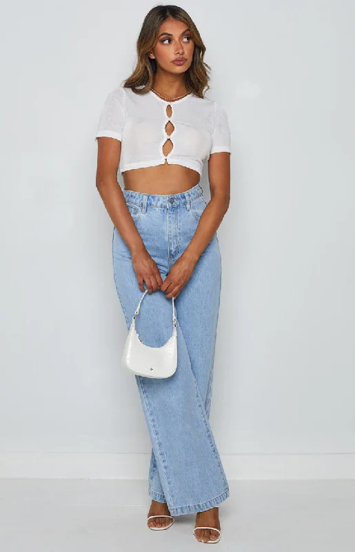 Moscow Crop Top White Geometric