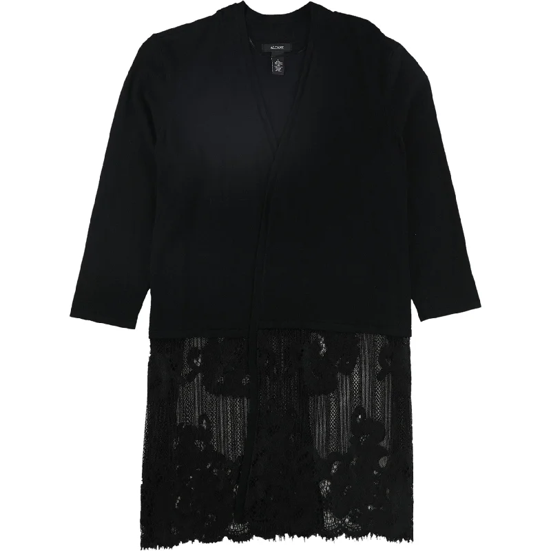 Alfani Womens Lace Hem Cardigan Sweater, Black, X-Large Adventure