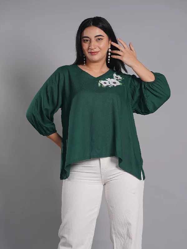 Bottlegreen Rayon Top - Mysa Modern Women's 